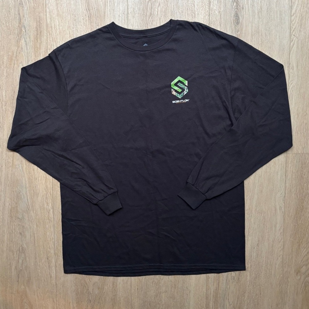 ScentLok Technologies Mens Long Sleeve T-Shirt Black Camo Logo Size Large